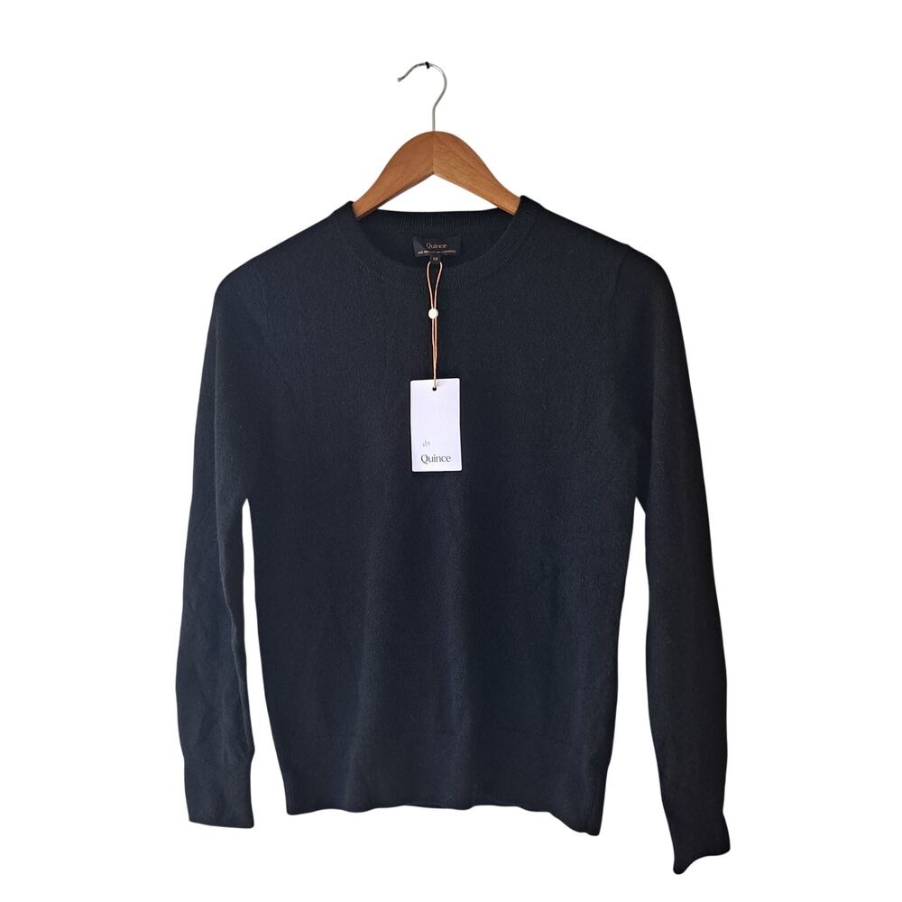 NWT Quince Mongolian Cashmere Crewneck Sweater Long Sleeve Black Womens Size XS - Picture 2 of 11